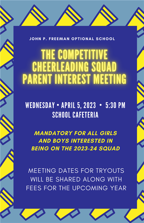  2023-24 Competitive Cheer Squad Mandatory Parent Interest Meeting 